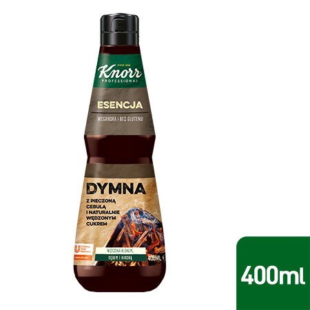 Esencja Dymna Knorr Professional 0,4 l - Przygotowana z naturalnych składników, takich jak wędzony cukier i pieczona cebula. 