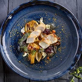 Grillowany kurczak i fenkuł duszony w cydrze