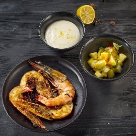 Grillowane krewetki z ananasem i majonezem cytrusowym Grillowane krewetki z ananasem i majonezem cytrusowym