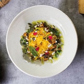 Dynia makaronowa z kurkami i kozim serem Dynia makaronowa z kurkami i kozim serem