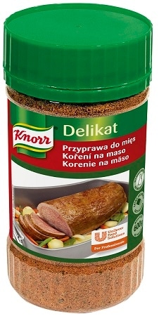 Knorr Delikat Przyprawa do mięs 0,6 kg - Delikat do mięs zapewnia mięsom wyrazisty, bogaty smak i apetyczny wygląd, nadając im rumiany kolor.