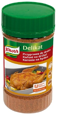 Knorr Delikat Przyprawa do drobiu 0,6 kg - Delikat do drobiu zapewnia mięsu wyrazisty, bogaty smak i apetyczny wygląd, nadając mu rumiany kolor.